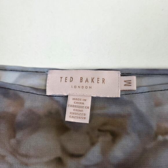 Ted Baker Poncho Womens Medium Black Floral Sheer Kimono Overlay Blouse Top - Picture 6 of 11